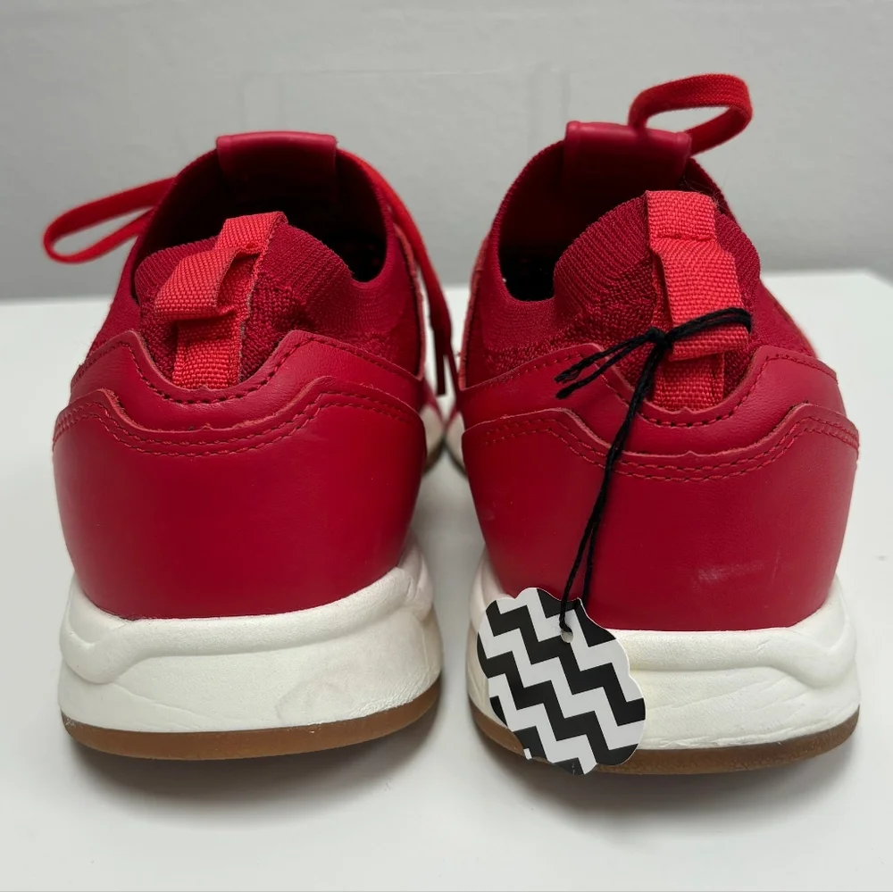 New Balance Red Knit Lace-Up Sneakers